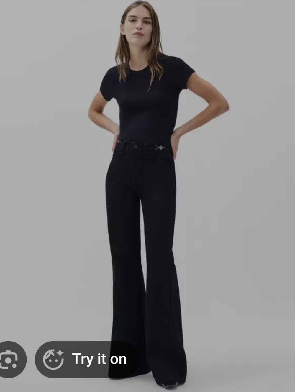 RAG & BONE EUC HIGH WAIST FLARE LEG BLACK STRETCH DENIM COTTON JEANS SZ 24